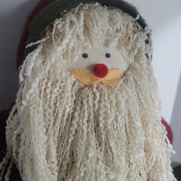 St. Nicholas Square Santa Doll Folk Art Rustic Yarn Beard Holiday 18" Primitive - Picture 2 of 13